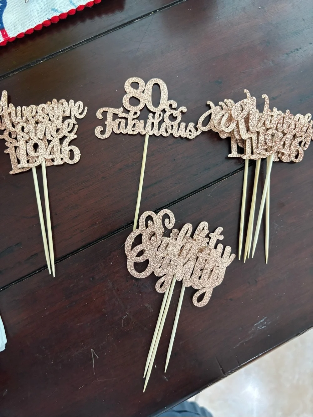Rose Gold 80th Party Napkins & CupCake Toppers - Elegant Home Party Supplies
